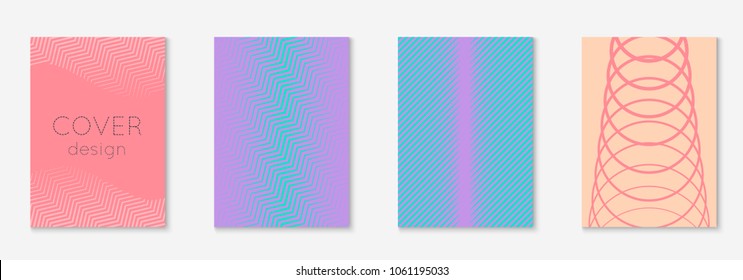 Cool cover template set. Minimal trendy vector with halftone gradients. Geometric cool cover template for flyer, poster, brochure and invitation. Minimalistic colorful shapes. Abstract illustration.