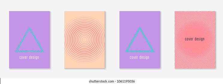 Cool cover template set. Minimal trendy vector with halftone gradients. Geometric cool cover template for flyer, poster, brochure and invitation. Minimalistic colorful shapes. Abstract illustration.