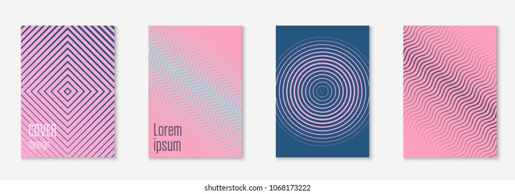 Cool cover template set. Minimal trendy vector with halftone gradients. Geometric cool cover template for flyer, poster, brochure and invitation. Minimalistic colorful shapes. Abstract illustration.