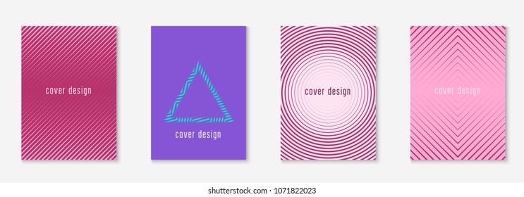 Cool cover template set. Minimal trendy vector with halftone gradients. Geometric cool cover template for flyer, poster, brochure and invitation. Minimalistic colorful shapes. Abstract illustration.