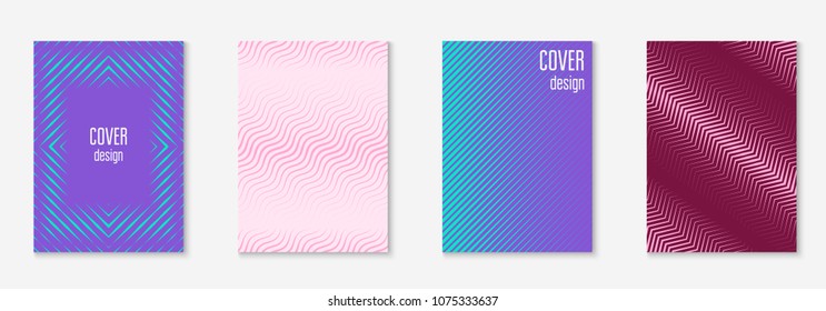 Cool cover template set. Minimal trendy vector with halftone gradients. Geometric cool cover template for flyer, poster, brochure and invitation. Minimalistic colorful shapes. Abstract illustration.