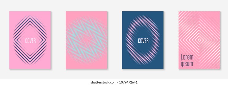 Cool cover template set. Minimal trendy vector with halftone gradients. Geometric cool cover template for flyer, poster, brochure and invitation. Minimalistic colorful shapes. Abstract illustration.