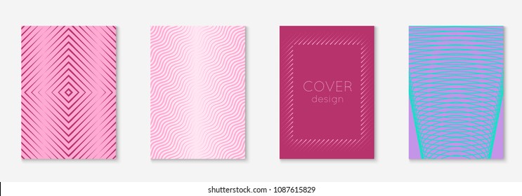 Cool cover template set. Minimal trendy vector with halftone gradients. Geometric cool cover template for flyer, poster, brochure and invitation. Minimalistic colorful shapes. Abstract illustration.