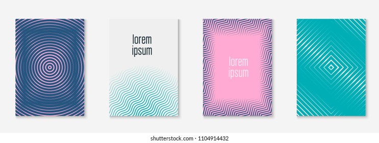 Cool cover template set. Minimal trendy vector with halftone gradients. Geometric cool cover template for flyer, poster, brochure and invitation. Minimalistic colorful shapes. Abstract illustration.
