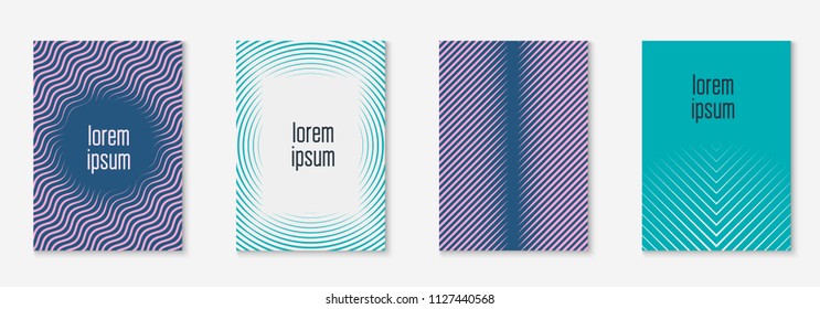 Cool cover template set. Minimal trendy vector with halftone gradients. Geometric cool cover template for flyer, poster, brochure and invitation. Minimalistic colorful shapes. Abstract illustration.