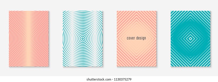 Cool cover template set. Minimal trendy vector with halftone gradients. Geometric cool cover template for flyer, poster, brochure and invitation. Minimalistic colorful shapes. Abstract illustration.