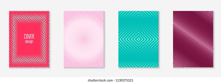 Cool cover template set. Minimal trendy vector with halftone gradients. Geometric cool cover template for flyer, poster, brochure and invitation. Minimalistic colorful shapes. Abstract illustration.