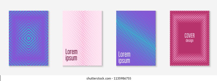 Cool cover template set. Minimal trendy vector with halftone gradients. Geometric cool cover template for flyer, poster, brochure and invitation. Minimalistic colorful shapes. Abstract illustration.