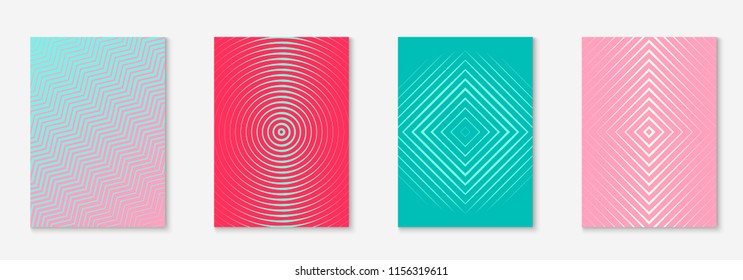 Cool cover template set. Minimal trendy vector with halftone gradients. Geometric cool cover template for flyer, poster, brochure and invitation. Minimalistic colorful shapes. Abstract illustration.