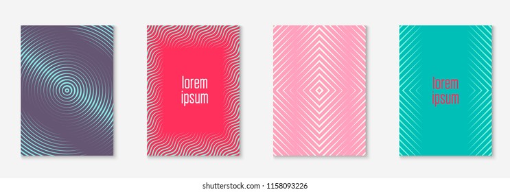 Cool cover template set. Minimal trendy vector with halftone gradients. Geometric cool cover template for flyer, poster, brochure and invitation. Minimalistic colorful shapes. Abstract illustration.