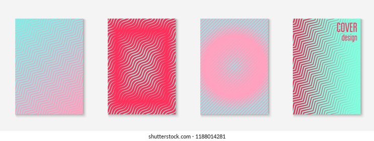 Cool cover template set. Minimal trendy vector with halftone gradients. Geometric cool cover template for flyer, poster, brochure and invitation. Minimalistic colorful shapes. Abstract illustration.