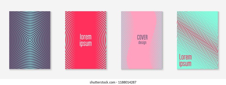 Cool cover template set. Minimal trendy vector with halftone gradients. Geometric cool cover template for flyer, poster, brochure and invitation. Minimalistic colorful shapes. Abstract illustration.