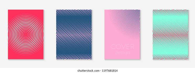 Cool cover template set. Minimal trendy vector with halftone gradients. Geometric cool cover template for flyer, poster, brochure and invitation. Minimalistic colorful shapes. Abstract illustration.