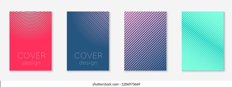 Cool cover template set. Minimal trendy vector with halftone gradients. Geometric cool cover template for flyer, poster, brochure and invitation. Minimalistic colorful shapes. Abstract illustration.