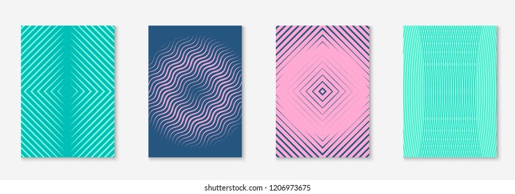 Cool cover template set. Minimal trendy vector with halftone gradients. Geometric cool cover template for flyer, poster, brochure and invitation. Minimalistic colorful shapes. Abstract illustration.