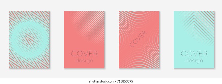 Cool cover template set. Minimal trendy vector with halftone gradients. Geometric cool cover template for flyer, poster, brochure and invitation. Minimalistic colorful shapes. Abstract illustration.