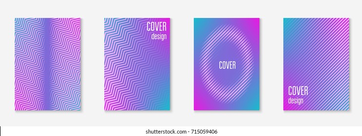 Cool cover template set. Minimal trendy vector with halftone gradients. Geometric cool cover template for flyer, poster, brochure and invitation. Minimalistic colorful shapes. Abstract illustration.