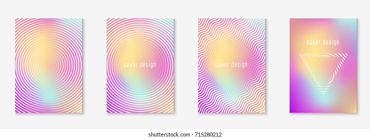 Cool cover template set. Minimal trendy vector with halftone gradients. Geometric cool cover template for flyer, poster, brochure and invitation. Minimalistic colorful shapes. Abstract illustration.