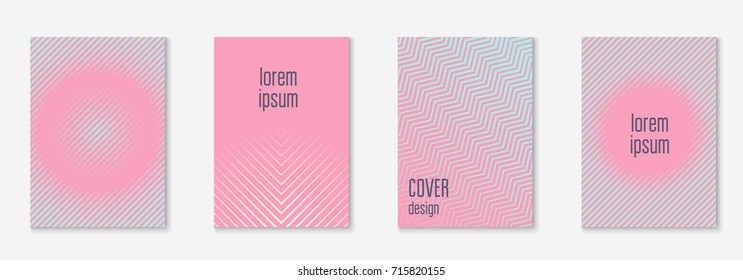 Cool cover template set. Minimal trendy vector with halftone gradients. Geometric cool cover template for flyer, poster, brochure and invitation. Minimalistic colorful shapes. Abstract illustration.