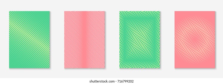 Cool cover template set. Minimal trendy vector with halftone gradients. Geometric cool cover template for flyer, poster, brochure and invitation. Minimalistic colorful shapes. Abstract illustration.