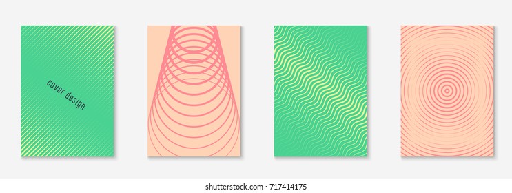 Cool cover template set. Minimal trendy vector with halftone gradients. Geometric cool cover template for flyer, poster, brochure and invitation. Minimalistic colorful shapes. Abstract illustration.