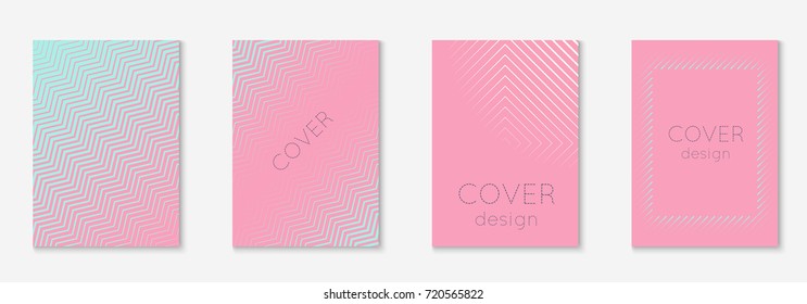 Cool cover template set. Minimal trendy vector with halftone gradients. Geometric cool cover template for flyer, poster, brochure and invitation. Minimalistic colorful shapes. Abstract illustration.