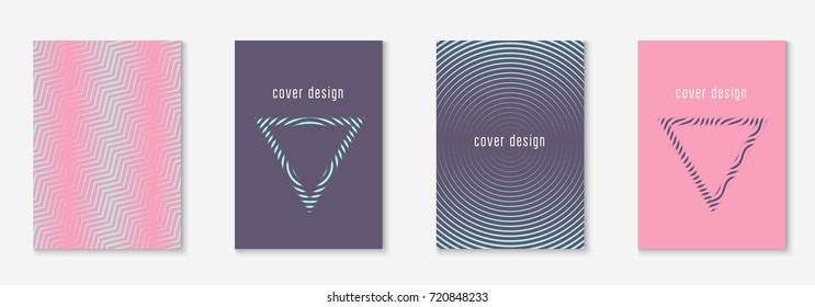 Cool cover template set. Minimal trendy vector with halftone gradients. Geometric cool cover template for flyer, poster, brochure and invitation. Minimalistic colorful shapes. Abstract illustration.