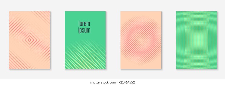 Cool cover template set. Minimal trendy vector with halftone gradients. Geometric cool cover template for flyer, poster, brochure and invitation. Minimalistic colorful shapes. Abstract illustration.