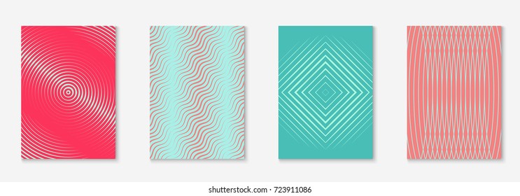 Cool cover template set. Minimal trendy vector with halftone gradients. Geometric cool cover template for flyer, poster, brochure and invitation. Minimalistic colorful shapes. Abstract illustration.