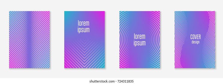 Cool cover template set. Minimal trendy vector with halftone gradients. Geometric cool cover template for flyer, poster, brochure and invitation. Minimalistic colorful shapes. Abstract illustration.
