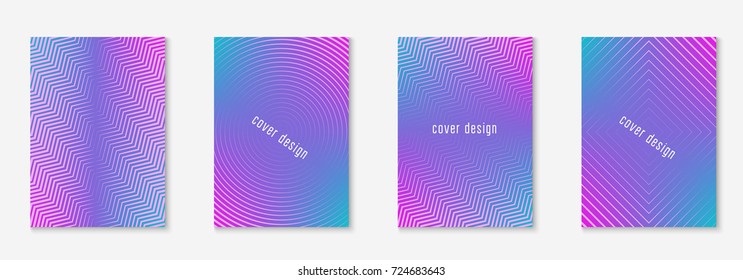 Cool cover template set. Minimal trendy vector with halftone gradients. Geometric cool cover template for flyer, poster, brochure and invitation. Minimalistic colorful shapes. Abstract illustration.