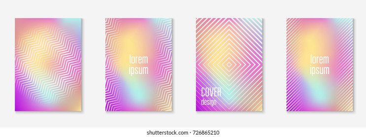 Cool cover template set. Minimal trendy vector with halftone gradients. Geometric cool cover template for flyer, poster, brochure and invitation. Minimalistic colorful shapes. Abstract illustration.
