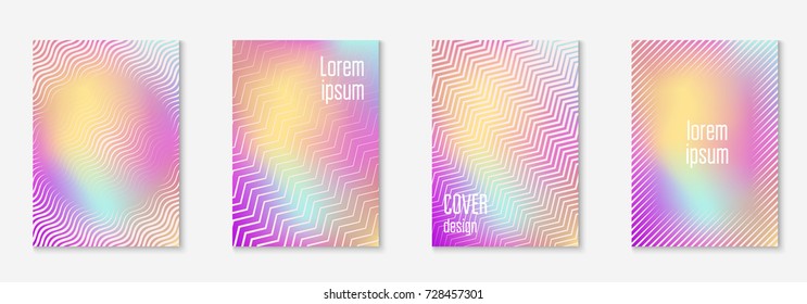 Cool cover template set. Minimal trendy vector with halftone gradients. Geometric cool cover template for flyer, poster, brochure and invitation. Minimalistic colorful shapes. Abstract illustration.
