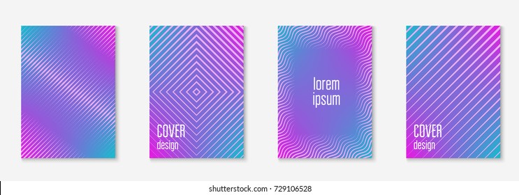 Cool cover template set. Minimal trendy vector with halftone gradients. Geometric cool cover template for flyer, poster, brochure and invitation. Minimalistic colorful shapes. Abstract illustration.