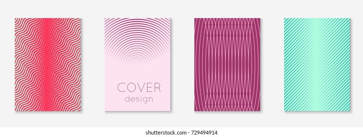 Cool cover template set. Minimal trendy vector with halftone gradients. Geometric cool cover template for flyer, poster, brochure and invitation. Minimalistic colorful shapes. Abstract illustration.