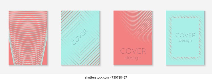 Cool cover template set. Minimal trendy vector with halftone gradients. Geometric cool cover template for flyer, poster, brochure and invitation. Minimalistic colorful shapes. Abstract illustration.