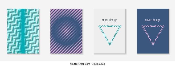 Cool cover template set. Minimal trendy vector with halftone gradients. Geometric cool cover template for flyer, poster, brochure and invitation. Minimalistic colorful shapes. Abstract illustration.