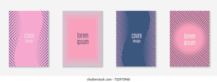 Cool cover template set. Minimal trendy vector with halftone gradients. Geometric cool cover template for flyer, poster, brochure and invitation. Minimalistic colorful shapes. Abstract illustration.