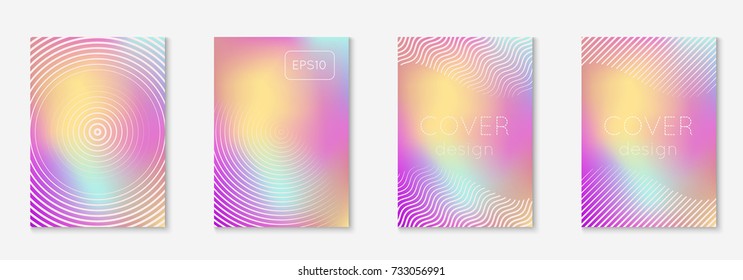 Cool cover template set. Minimal trendy vector with halftone gradients. Geometric cool cover template for flyer, poster, brochure and invitation. Minimalistic colorful shapes. Abstract illustration.