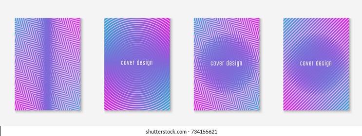 Cool cover template set. Minimal trendy vector with halftone gradients. Geometric cool cover template for flyer, poster, brochure and invitation. Minimalistic colorful shapes. Abstract illustration.