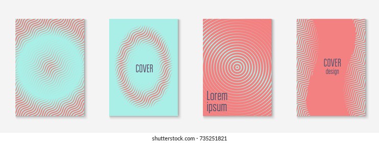 Cool cover template set. Minimal trendy vector with halftone gradients. Geometric cool cover template for flyer, poster, brochure and invitation. Minimalistic colorful shapes. Abstract illustration.