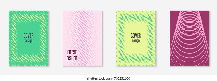 Cool cover template set. Minimal trendy vector with halftone gradients. Geometric cool cover template for flyer, poster, brochure and invitation. Minimalistic colorful shapes. Abstract illustration.