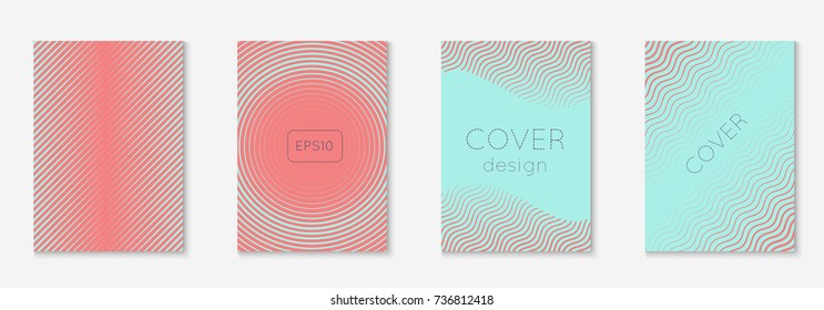 Cool cover template set. Minimal trendy vector with halftone gradients. Geometric cool cover template for flyer, poster, brochure and invitation. Minimalistic colorful shapes. Abstract illustration.