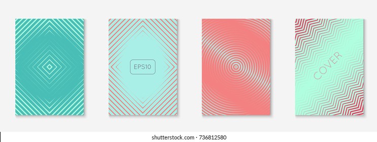 Cool cover template set. Minimal trendy vector with halftone gradients. Geometric cool cover template for flyer, poster, brochure and invitation. Minimalistic colorful shapes. Abstract illustration.