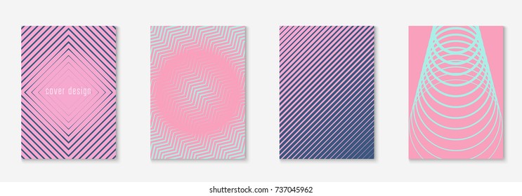 Cool cover template set. Minimal trendy vector with halftone gradients. Geometric cool cover template for flyer, poster, brochure and invitation. Minimalistic colorful shapes. Abstract illustration.