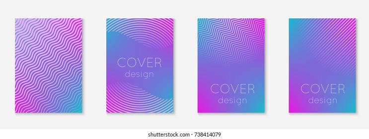 Cool cover template set. Minimal trendy vector with halftone gradients. Geometric cool cover template for flyer, poster, brochure and invitation. Minimalistic colorful shapes. Abstract illustration.