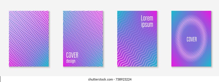 Cool cover template set. Minimal trendy vector with halftone gradients. Geometric cool cover template for flyer, poster, brochure and invitation. Minimalistic colorful shapes. Abstract illustration.