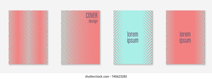 Cool cover template set. Minimal trendy vector with halftone gradients. Geometric cool cover template for flyer, poster, brochure and invitation. Minimalistic colorful shapes. Abstract illustration.