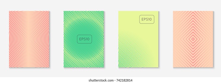 Cool cover template set. Minimal trendy vector with halftone gradients. Geometric cool cover template for flyer, poster, brochure and invitation. Minimalistic colorful shapes. Abstract illustration.