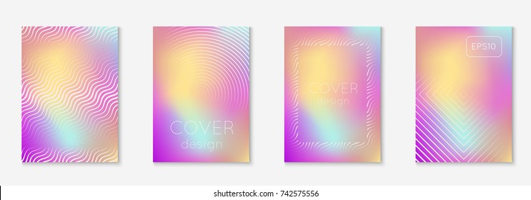 Cool cover template set. Minimal trendy vector with gradients. Geometric cool cover template for flyer, poster, brochure and invitation. Minimalistic colorful shapes. Abstract illustration.